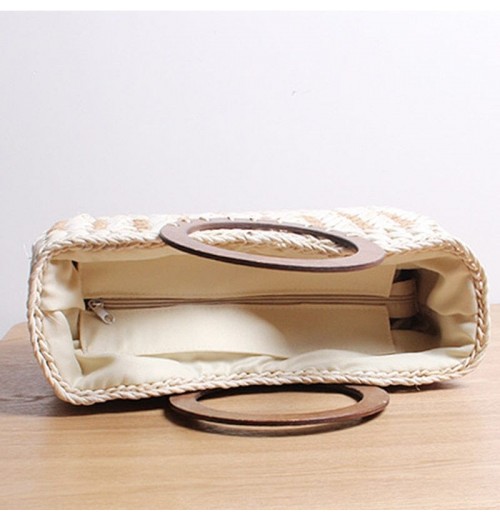 Bamboo Handle Straw Purse