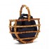 Bamboo Handle Straw Purse Bag