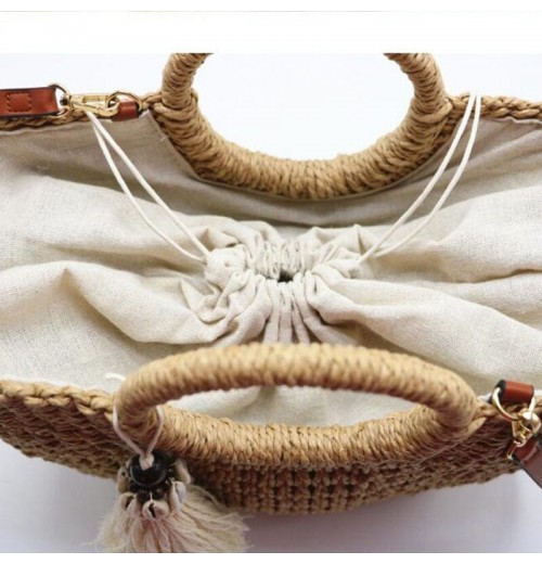 Circle Handle Straw Bag