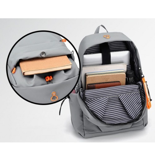 Backpack For Men Grey USB Charger