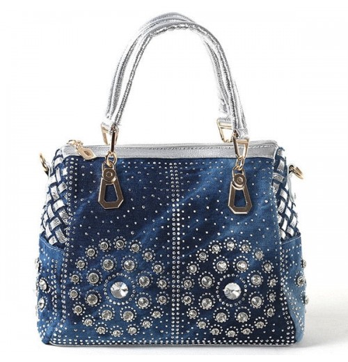 Denim Purse With Rhinestones