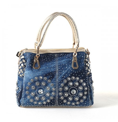 Denim Purse With Rhinestones