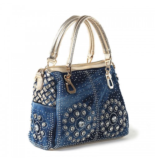 Denim Purse With Rhinestones