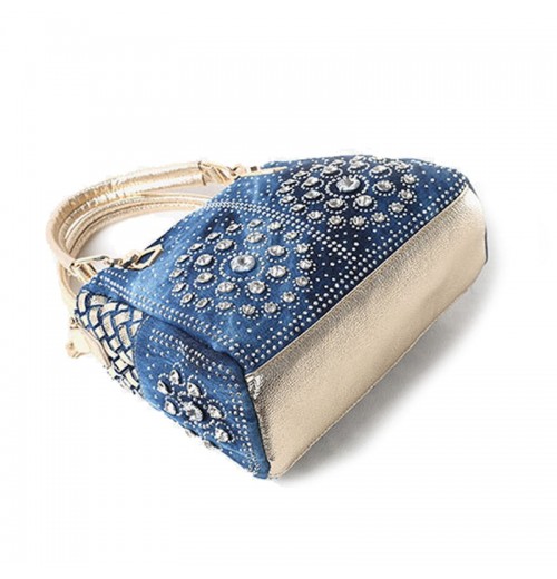 Denim Purse With Rhinestones