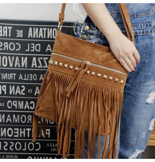 Boho Leather Fringe Purse