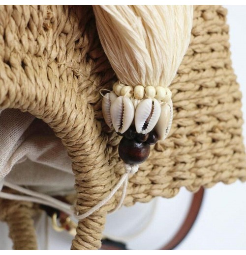 Circle Handle Straw Bag