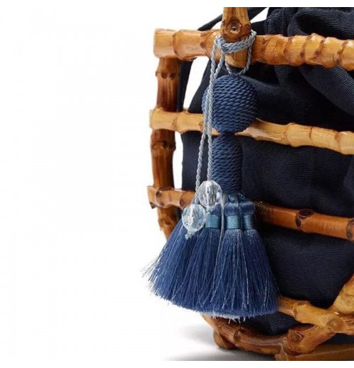 Bamboo Handle Straw Purse Bag