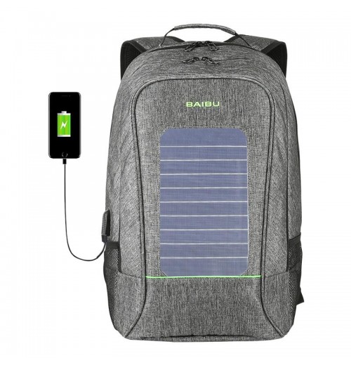 Outdoor Charging Backpack USB Port With Solar Panel