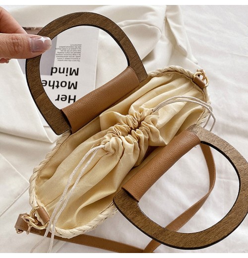 Bamboo Handle Straw Bag