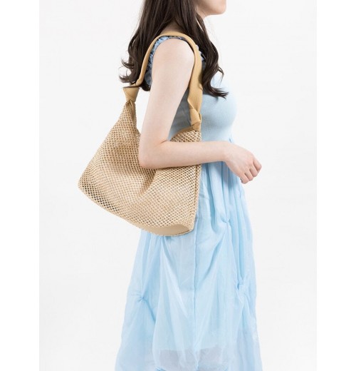 Straw Bag With Leather Straps