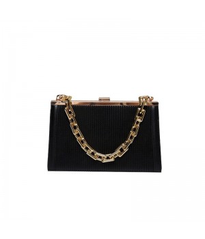 Black Clutch Bag With Chain Strap