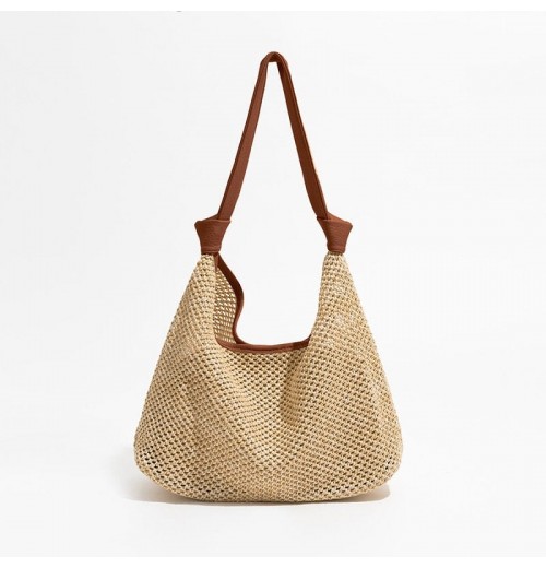 Straw Bag With Leather Straps