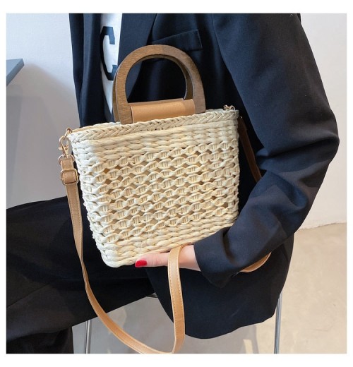 Bamboo Handle Straw Bag