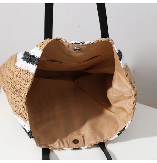 Straw Tote Bag Leather Handles