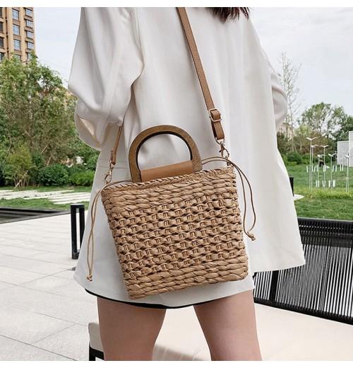 Bamboo Handle Straw Bag