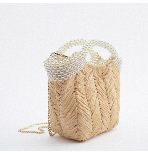 Straw Bag With Chain Strap