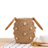 Circle Handle Straw Bucket Bag