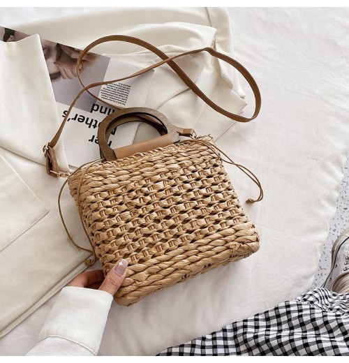 Bamboo Handle Straw Bag