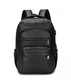 Leather Backpack With USB Charger