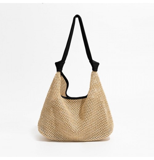 Straw Bag With Leather Straps