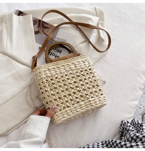 Bamboo Handle Straw Bag