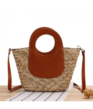 Straw Bag With Leather Handles