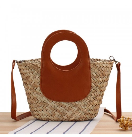 Straw Bag With Leather Handles