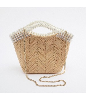 Straw Bag With Chain Strap