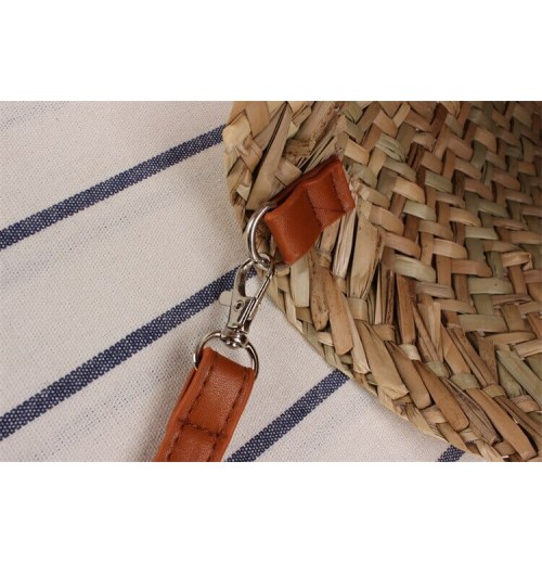 Straw Bag With Leather Handles