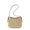 Straw And Brown Leather Purse