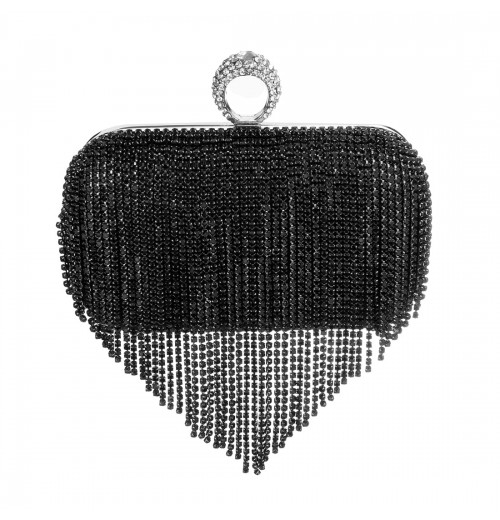 Black Rhinestone Clutch Purse