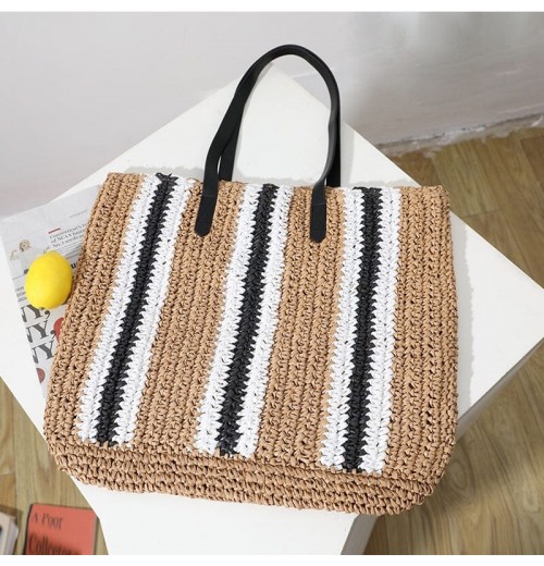 Straw Tote Bag Leather Handles