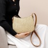 Straw And Brown Leather Purse