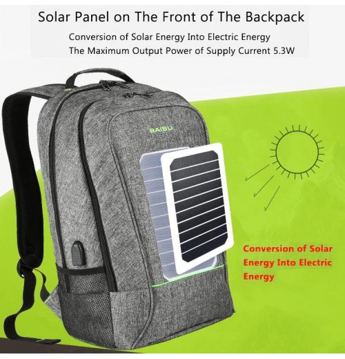 Outdoor Charging Backpack USB Port With Solar Panel