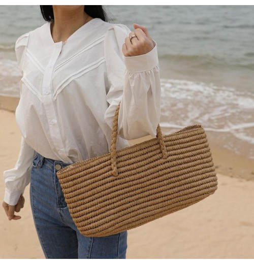 Straw Basket Bag With Drawstring